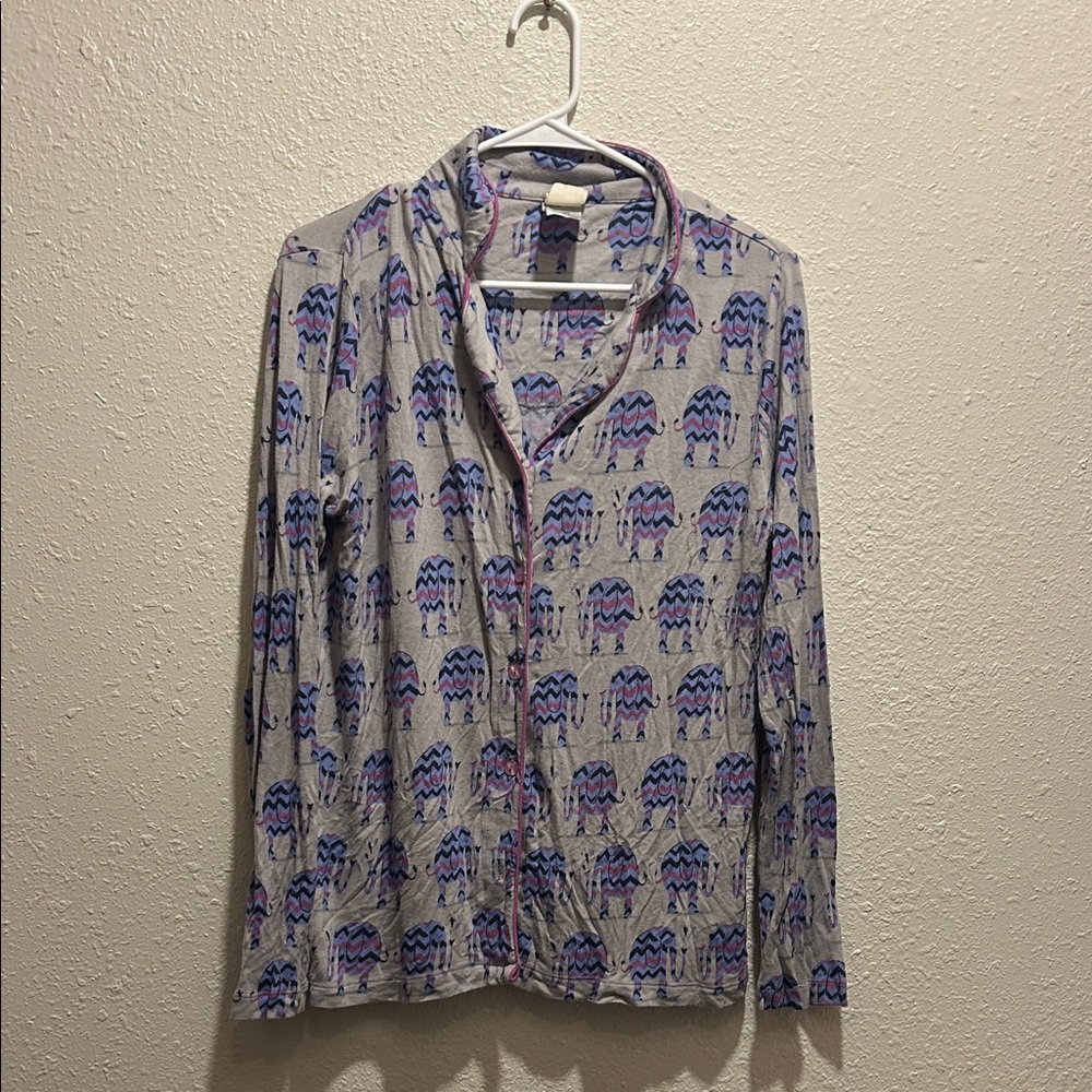 ☑️Munki Munki Gray Elephant Pajama Top